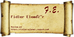 Fidler Elemér névjegykártya